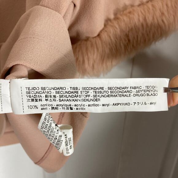 NWOT ZARA Blouse Top Women M Beige Half-Sleeve Faux Fur Trim Cuffs Boxy Fit - Picture 6 of 10